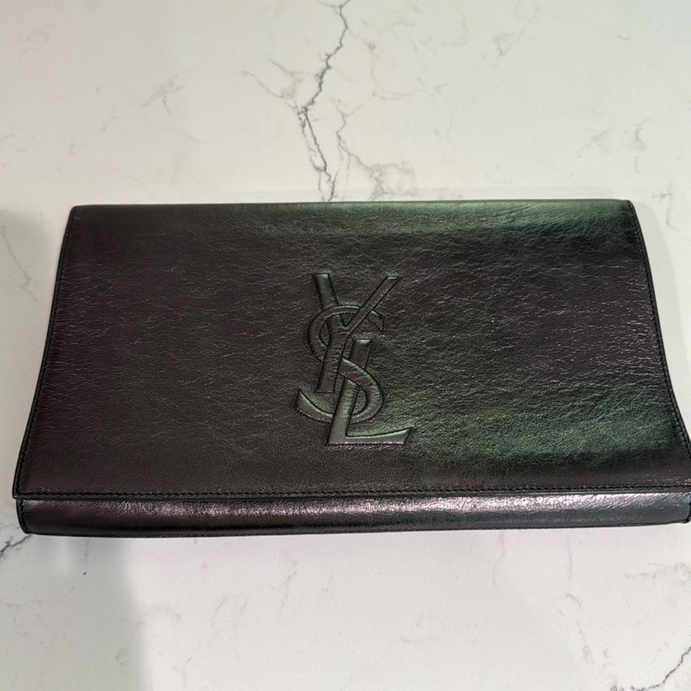 Yves Saint Laurent Black Silver Clutch YSL - Authentic